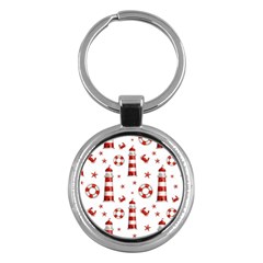 Nautical Seamless Pattern Key Chain (round)