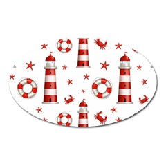 Nautical Seamless Pattern Oval Magnet