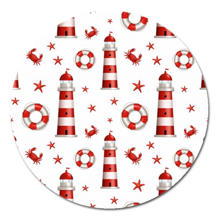 Nautical Seamless Pattern Magnet 5  (Round)