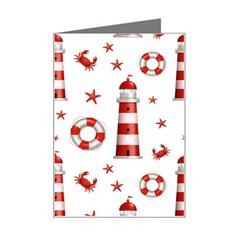 Nautical Seamless Pattern Mini Greeting Card by Pakemis