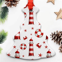 Nautical Seamless Pattern Christmas Tree Ornament (two Sides) by Pakemis