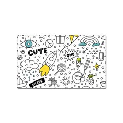 Set Cute Colorful Doodle Hand Drawing Sticker Rectangular (100 Pack)