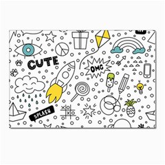 Set Cute Colorful Doodle Hand Drawing Postcard 4 x 6  (pkg Of 10) by Pakemis