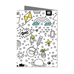 Set Cute Colorful Doodle Hand Drawing Mini Greeting Cards (pkg Of 8) by Pakemis