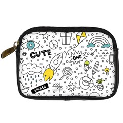 Set Cute Colorful Doodle Hand Drawing Digital Camera Leather Case by Pakemis