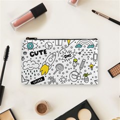 Set Cute Colorful Doodle Hand Drawing Cosmetic Bag (small) by Pakemis