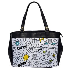 Set Cute Colorful Doodle Hand Drawing Oversize Office Handbag by Pakemis