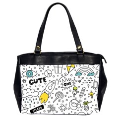 Set Cute Colorful Doodle Hand Drawing Oversize Office Handbag (2 Sides) by Pakemis