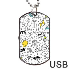 Set Cute Colorful Doodle Hand Drawing Dog Tag Usb Flash (one Side) by Pakemis