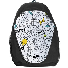 Set Cute Colorful Doodle Hand Drawing Backpack Bag by Pakemis