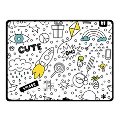 Set Cute Colorful Doodle Hand Drawing Double Sided Fleece Blanket (small) by Pakemis