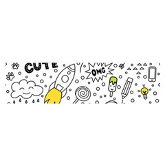 Set Cute Colorful Doodle Hand Drawing Oblong Satin Scarf (16  X 60 ) by Pakemis