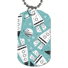 Cute Seamless Pattern With Rocket Planets Stars Dog Tag (two Sides) by Pakemis