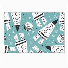 Cute Seamless Pattern With Rocket Planets Stars Postcard 4 x 6  (pkg Of 10) by Pakemis