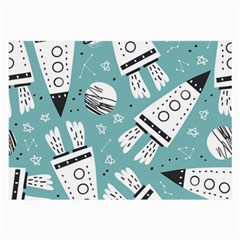 Cute Seamless Pattern With Rocket Planets Stars Large Glasses Cloth (2 Sides) by Pakemis