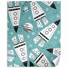 Cute Seamless Pattern With Rocket Planets Stars Canvas 11  X 14  by Pakemis