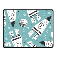 Cute Seamless Pattern With Rocket Planets Stars Fleece Blanket (small) by Pakemis