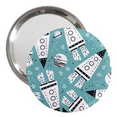 Cute Seamless Pattern With Rocket Planets Stars 3  Handbag Mirrors