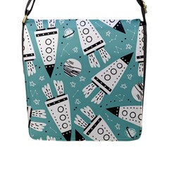 Cute Seamless Pattern With Rocket Planets Stars Flap Closure Messenger Bag (l) by Pakemis