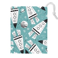 Cute Seamless Pattern With Rocket Planets Stars Drawstring Pouch (5xl) by Pakemis