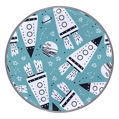 Cute Seamless Pattern With Rocket Planets Stars Wireless Charger by Pakemis