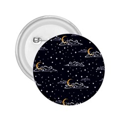 Hand Drawn Scratch Style Night Sky With Moon Cloud Space Among Stars Seamless Pattern Vector Design 2 25  Buttons by Pakemis