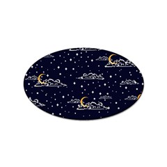 Hand Drawn Scratch Style Night Sky With Moon Cloud Space Among Stars Seamless Pattern Vector Design Sticker Oval (10 Pack) by Pakemis