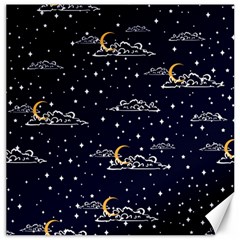 Hand Drawn Scratch Style Night Sky With Moon Cloud Space Among Stars Seamless Pattern Vector Design Canvas 12  X 12 