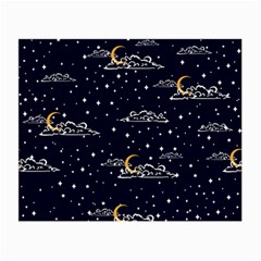 Hand Drawn Scratch Style Night Sky With Moon Cloud Space Among Stars Seamless Pattern Vector Design Small Glasses Cloth (2 Sides) by Pakemis