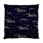 Hand Drawn Scratch Style Night Sky With Moon Cloud Space Among Stars Seamless Pattern Vector Design Standard Cushion Case (Two Sides) Front