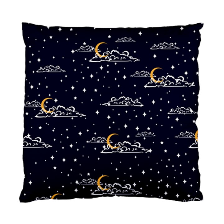 Hand Drawn Scratch Style Night Sky With Moon Cloud Space Among Stars Seamless Pattern Vector Design Standard Cushion Case (Two Sides)