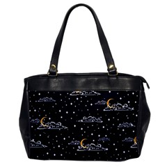 Hand Drawn Scratch Style Night Sky With Moon Cloud Space Among Stars Seamless Pattern Vector Design Oversize Office Handbag by Pakemis