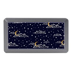 Hand Drawn Scratch Style Night Sky With Moon Cloud Space Among Stars Seamless Pattern Vector Design Memory Card Reader (mini) by Pakemis