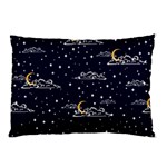 Hand Drawn Scratch Style Night Sky With Moon Cloud Space Among Stars Seamless Pattern Vector Design Pillow Case (Two Sides) Front