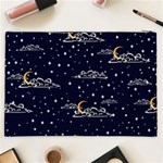 Hand Drawn Scratch Style Night Sky With Moon Cloud Space Among Stars Seamless Pattern Vector Design Cosmetic Bag (XXL) Back