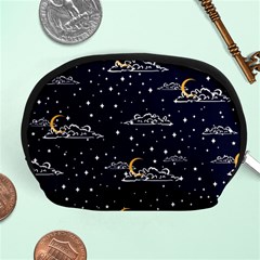 Hand Drawn Scratch Style Night Sky With Moon Cloud Space Among Stars Seamless Pattern Vector Design Accessory Pouch (medium) by Pakemis