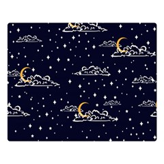 Hand Drawn Scratch Style Night Sky With Moon Cloud Space Among Stars Seamless Pattern Vector Design Double Sided Flano Blanket (large) by Pakemis