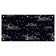 Hand Drawn Scratch Style Night Sky With Moon Cloud Space Among Stars Seamless Pattern Vector Design Banner And Sign 6  X 3  by Pakemis