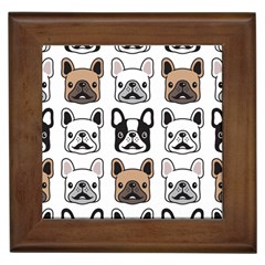 Dog French Bulldog Seamless Pattern Face Head Framed Tile by Pakemis