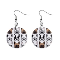 Dog French Bulldog Seamless Pattern Face Head Mini Button Earrings by Pakemis