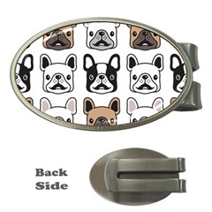 Dog French Bulldog Seamless Pattern Face Head Money Clips (oval)  by Pakemis