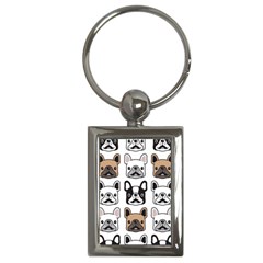 Dog French Bulldog Seamless Pattern Face Head Key Chain (rectangle) by Pakemis