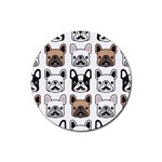 Dog French Bulldog Seamless Pattern Face Head Rubber Coaster (Round) Front