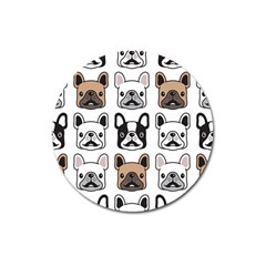 Dog French Bulldog Seamless Pattern Face Head Magnet 3  (round) by Pakemis