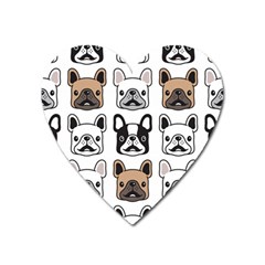 Dog French Bulldog Seamless Pattern Face Head Heart Magnet by Pakemis