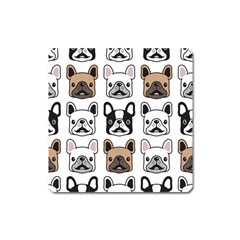 Dog French Bulldog Seamless Pattern Face Head Square Magnet by Pakemis