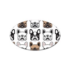 Dog French Bulldog Seamless Pattern Face Head Sticker Oval (10 Pack)