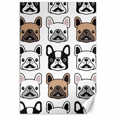 Dog French Bulldog Seamless Pattern Face Head Canvas 12  X 18  by Pakemis