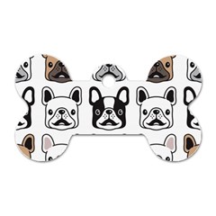 Dog French Bulldog Seamless Pattern Face Head Dog Tag Bone (two Sides)