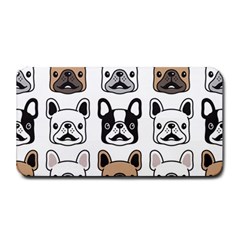 Dog French Bulldog Seamless Pattern Face Head Medium Bar Mat by Pakemis